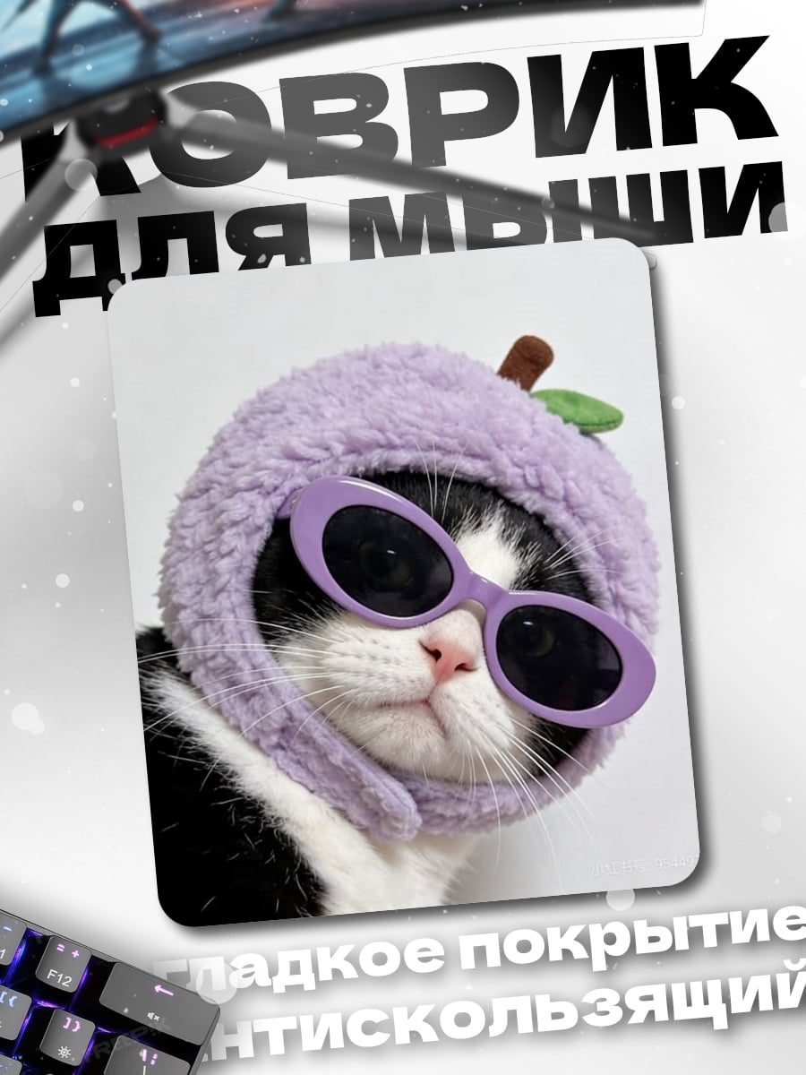 Коврик кот в очках