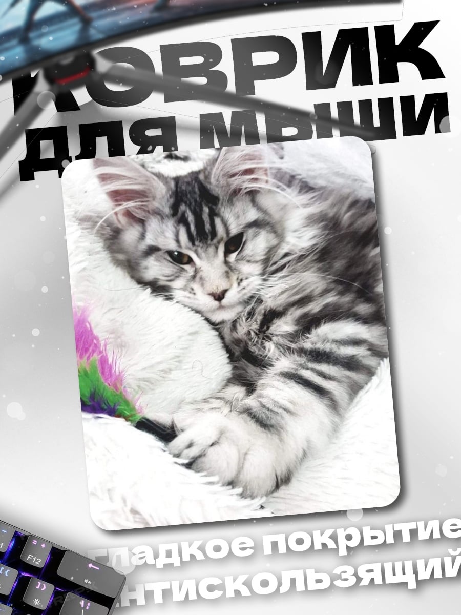 Коврик Пушистый кот лежит