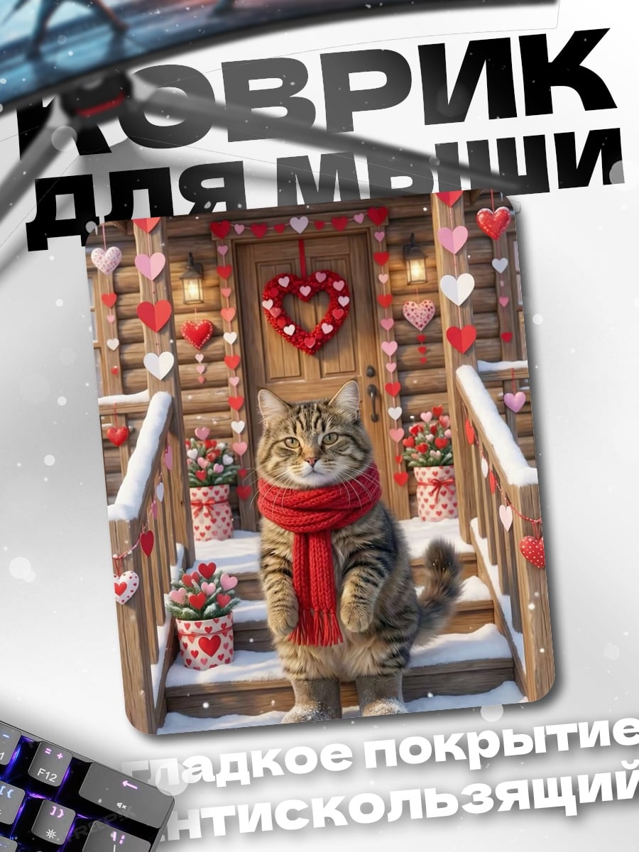 Коврик Кот в шарфе