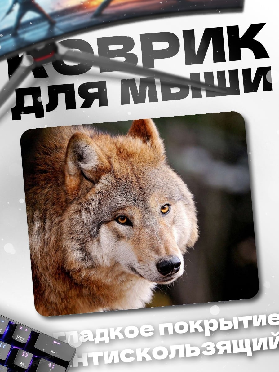 Коврик Крупный план волка