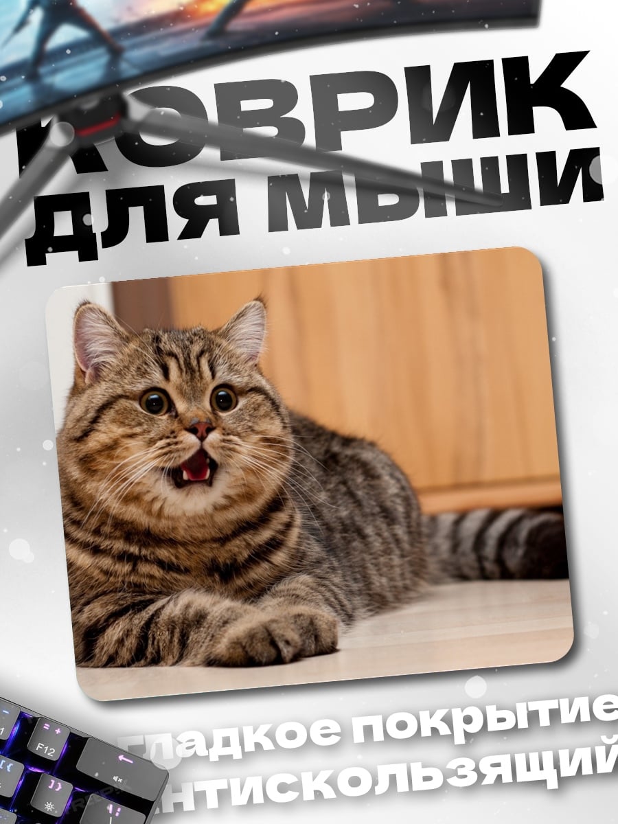 Коврик зевающий кот