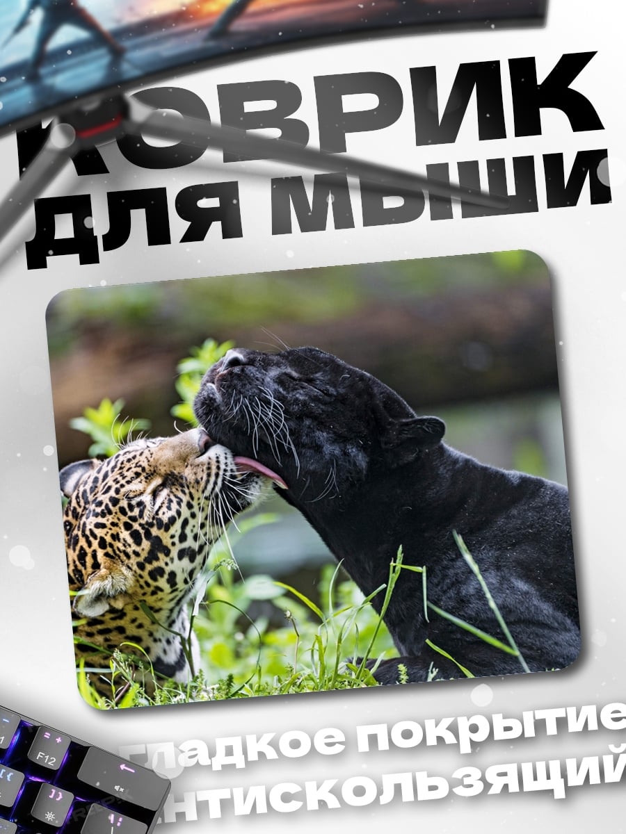 Коврик Черная пантера и ягуар
