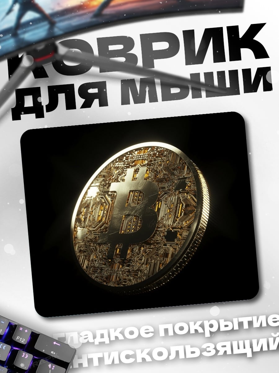 Коврик Биткоин монета