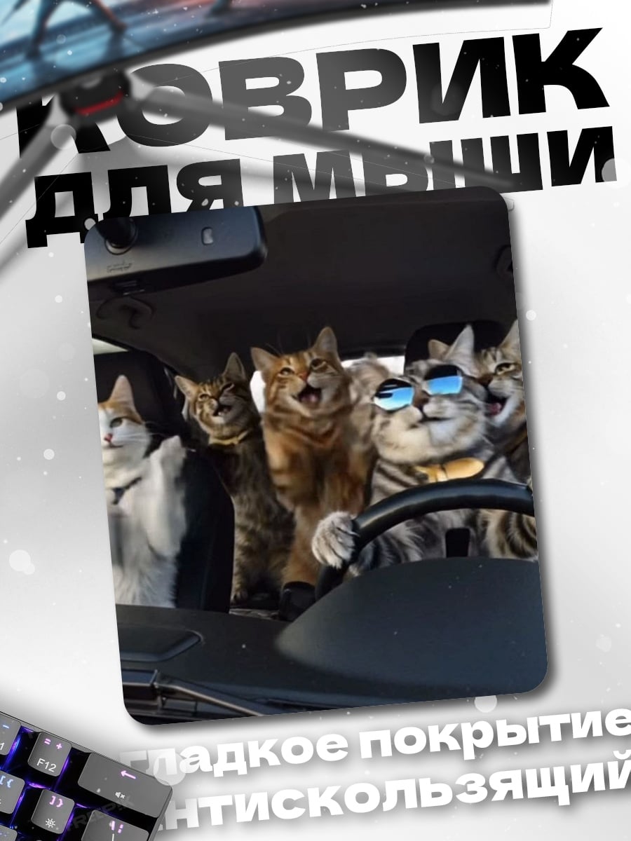 Коврик Коты за рулем