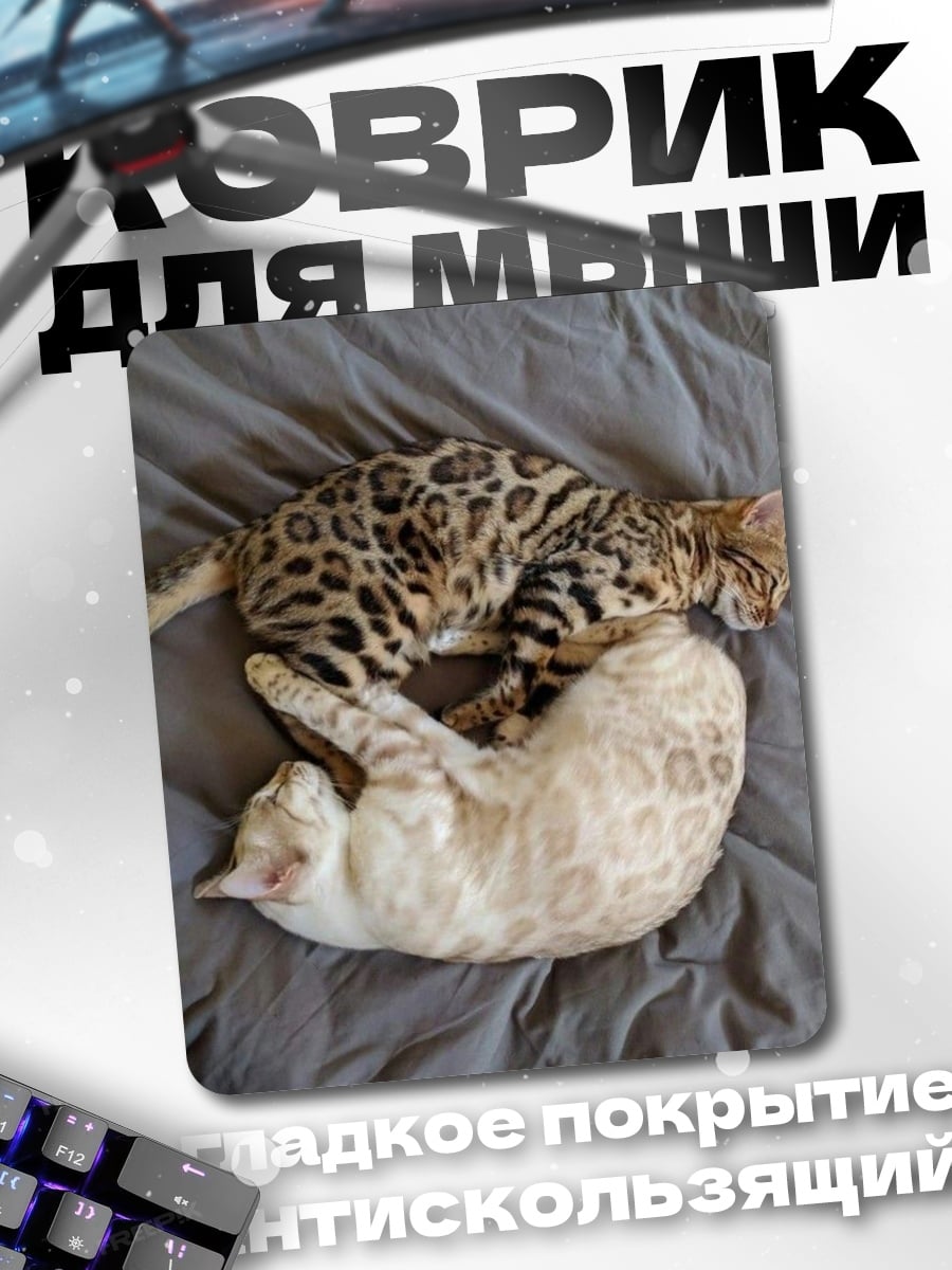 Коврик Два бенгальских кота