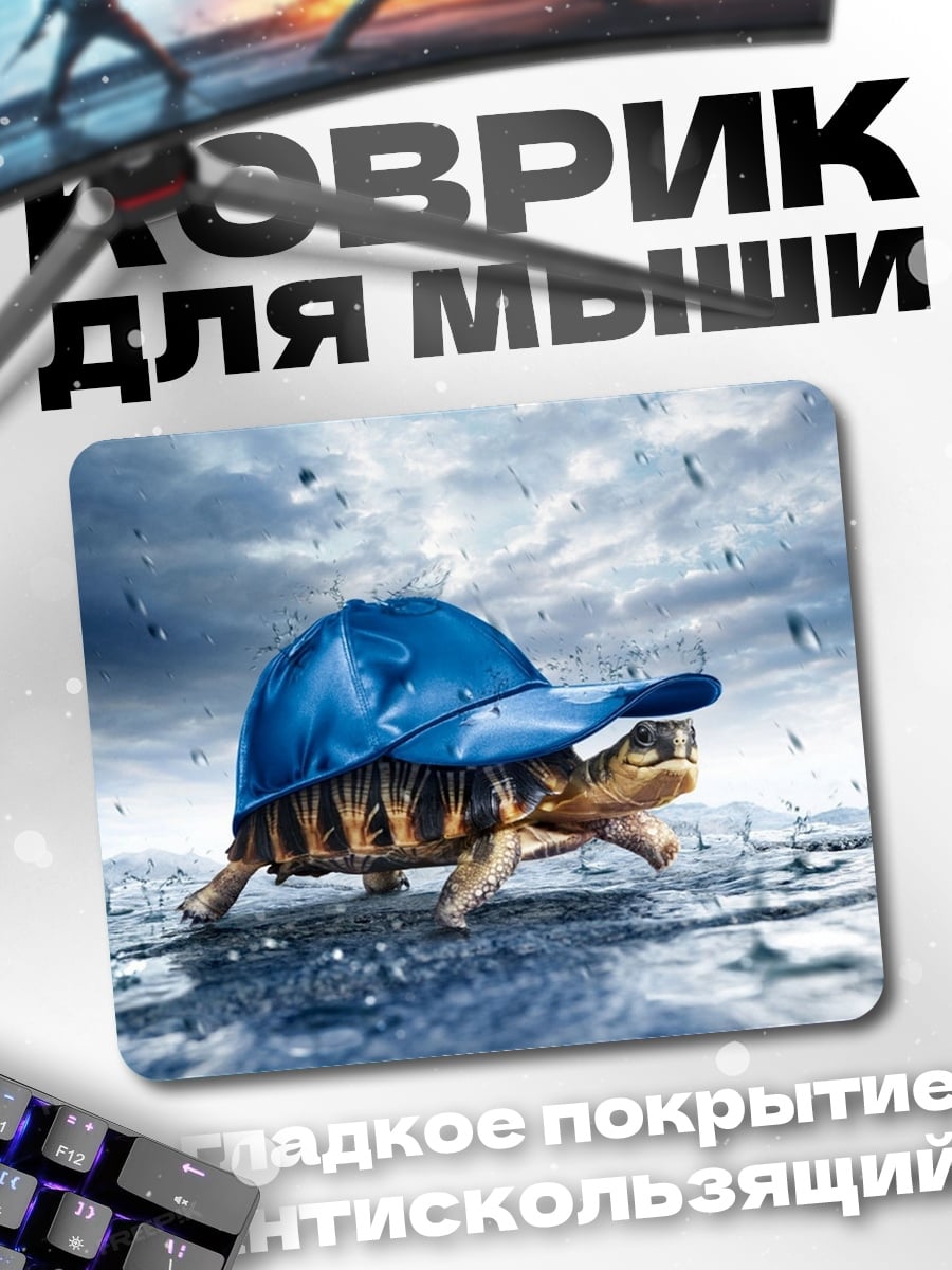 Коврик Черепаха в кепке