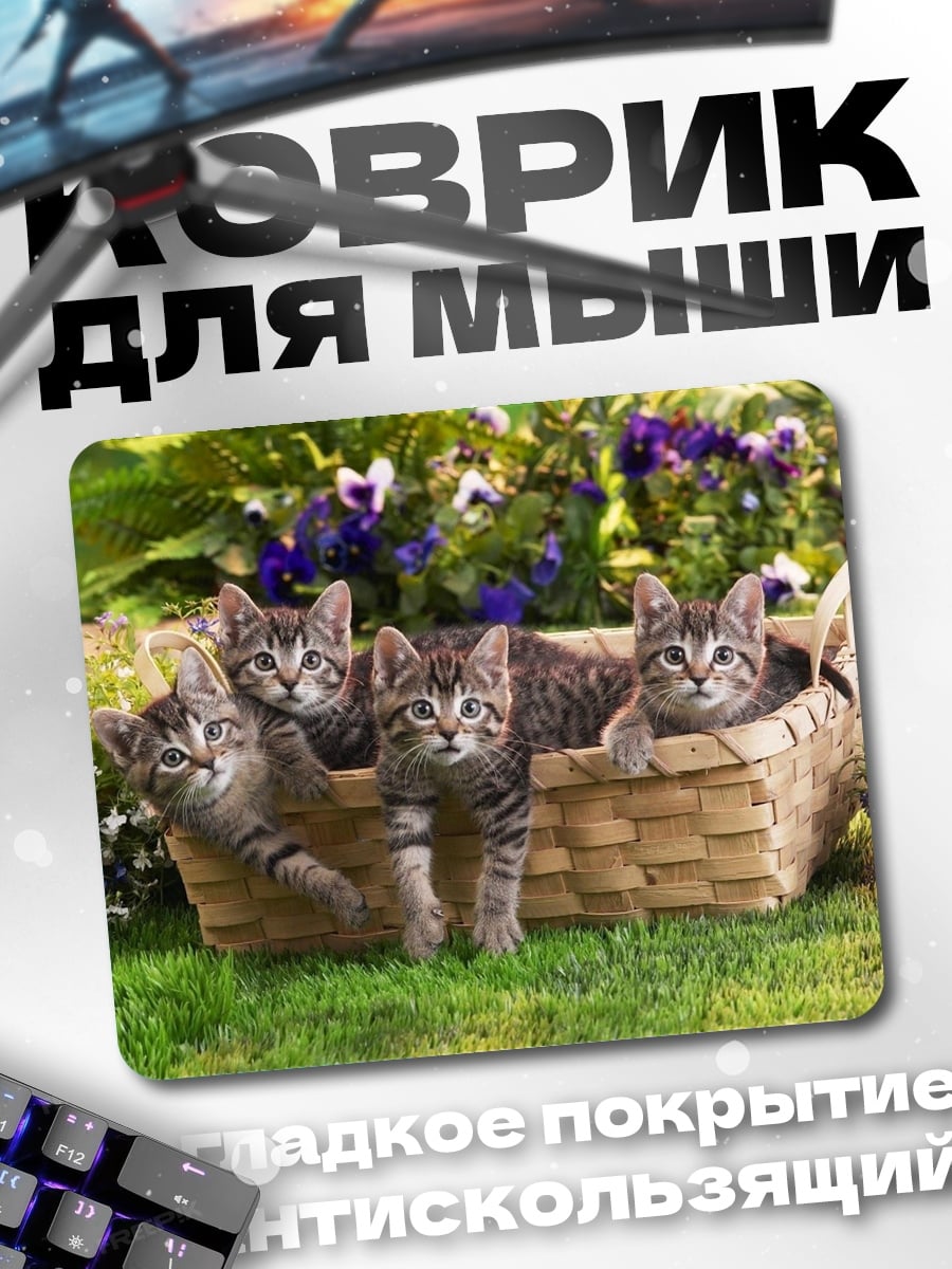 Коврик котята в корзине