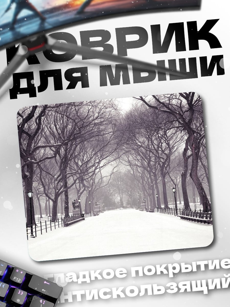 Коврик Зимняя аллея парка