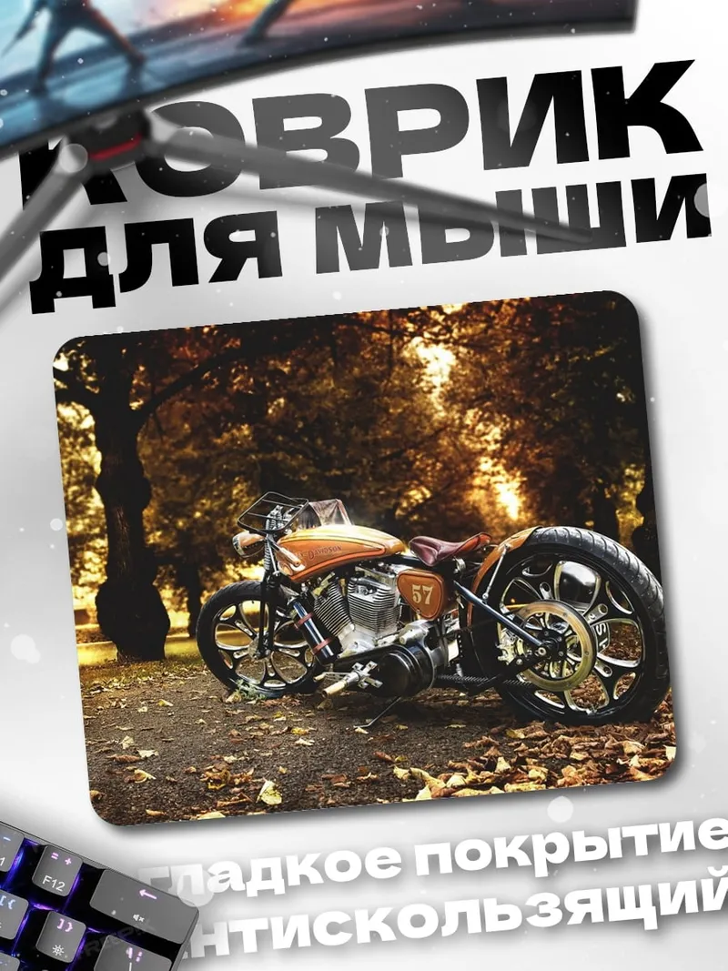 Коврик Мотоцикл осенью