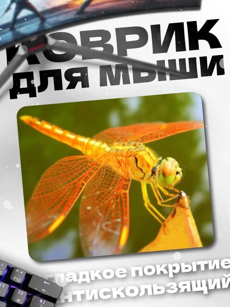 Коврик оранжевая стрекоза