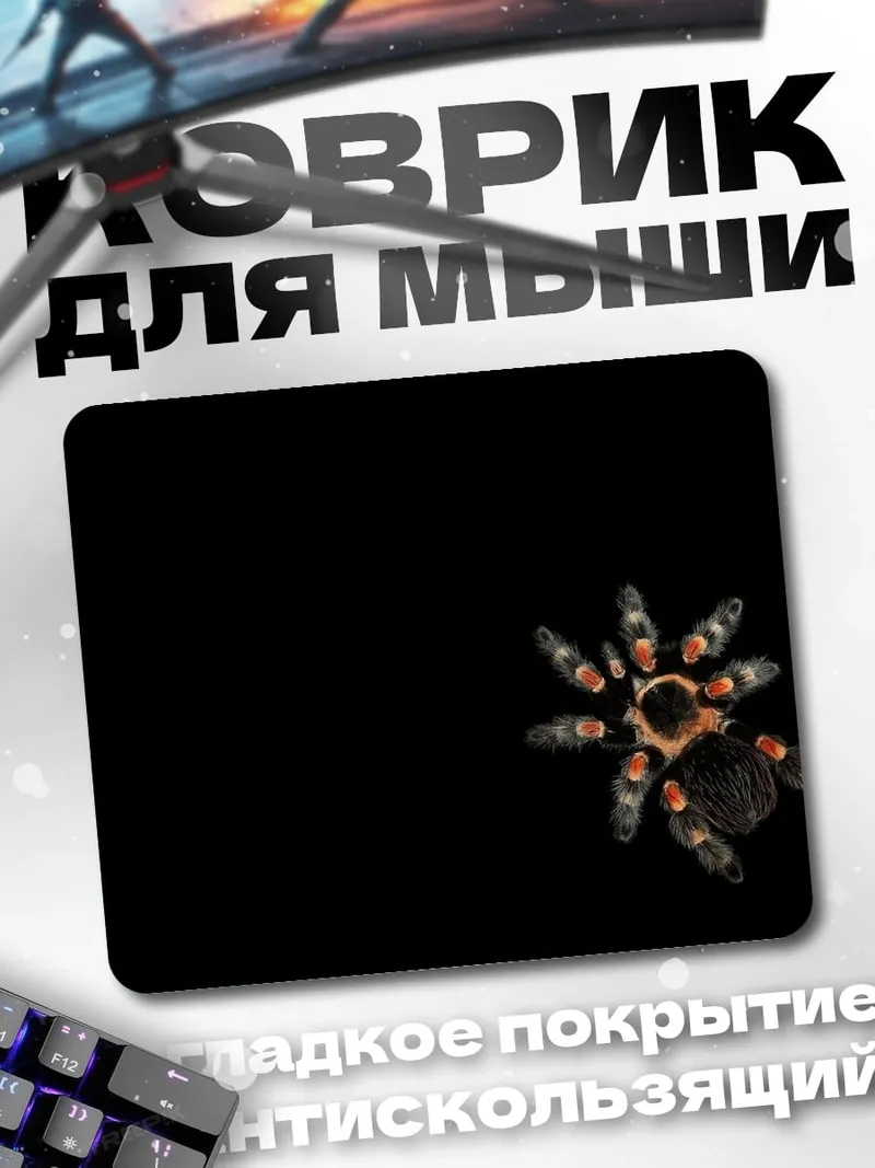 Коврик Паук тарантул на черном