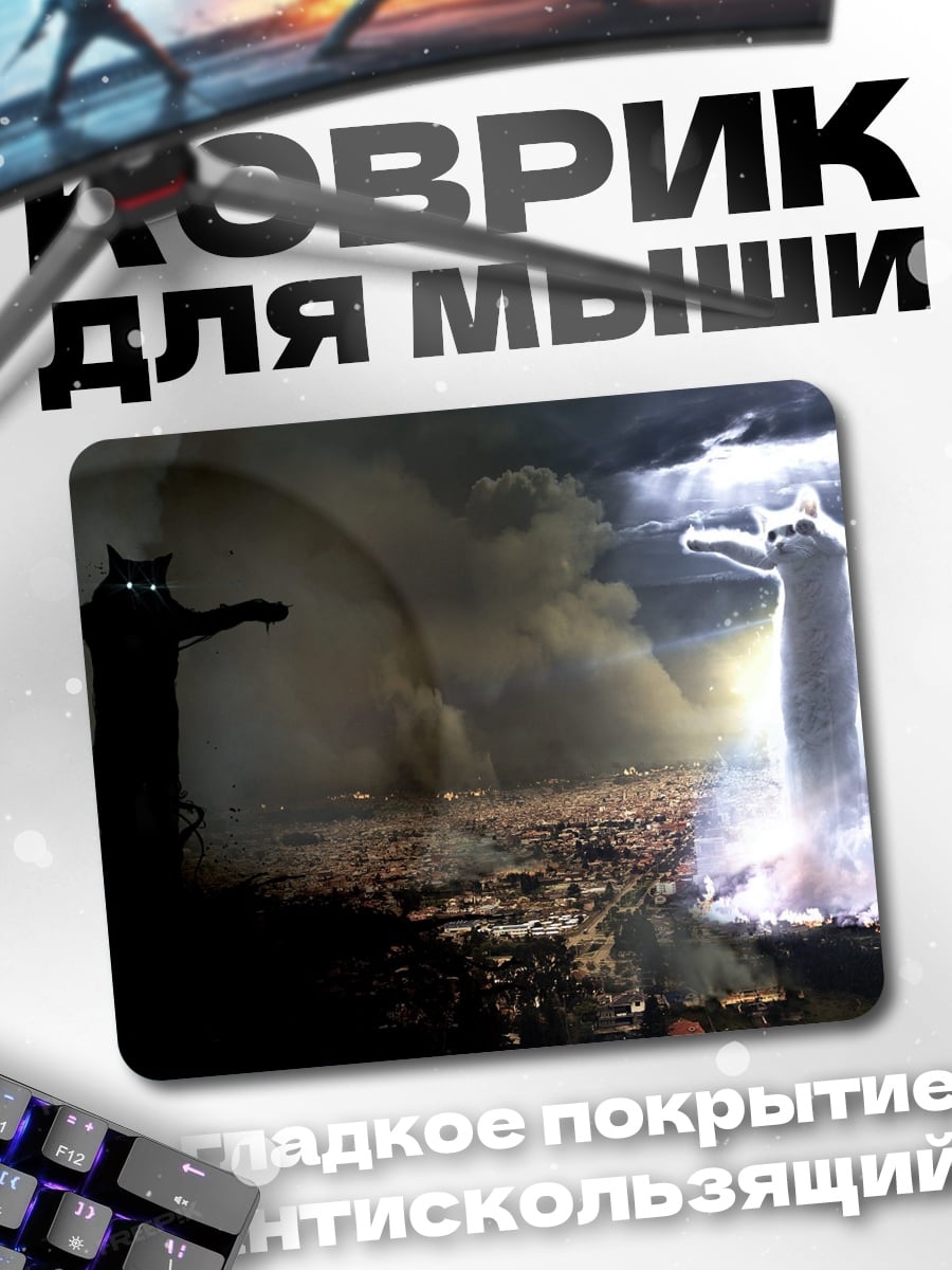 Коврик Черный и белый кот