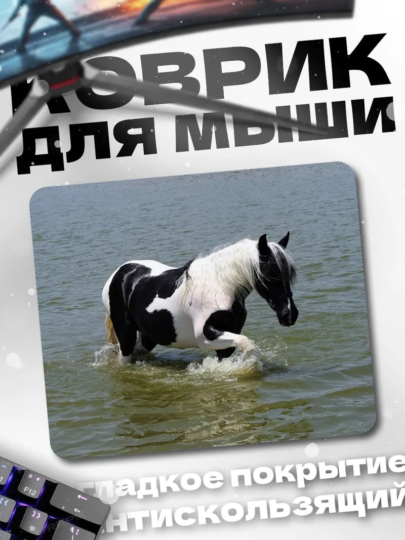 Коврик Пегий конь в воде