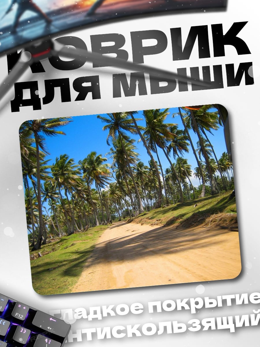 Коврик дорога среди пальм