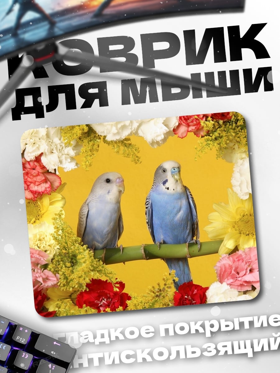 Коврик Две птички в цветах