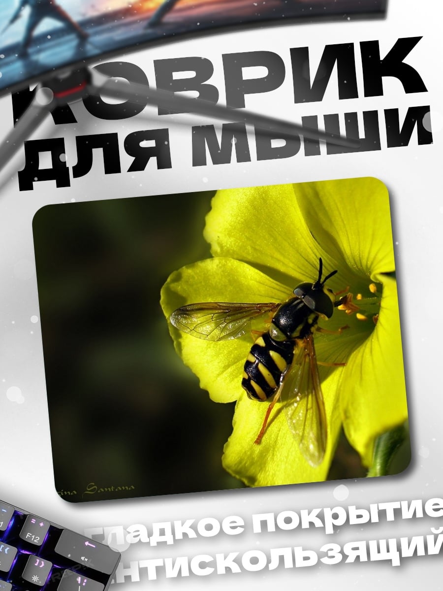 Коврик пчела на цветке