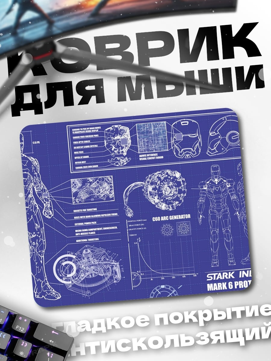 Коврик Чертеж Железного человека