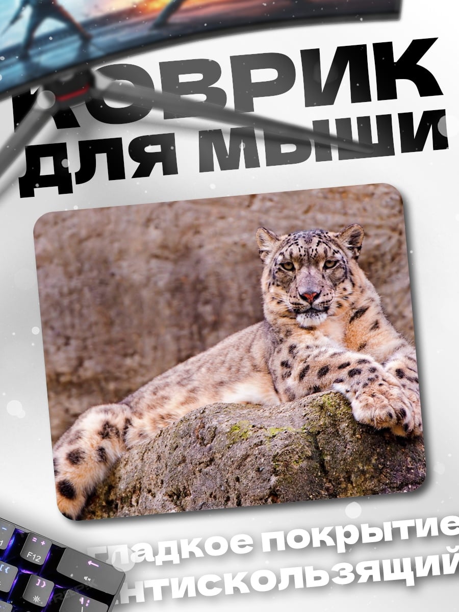 Коврик Леопард на камнях