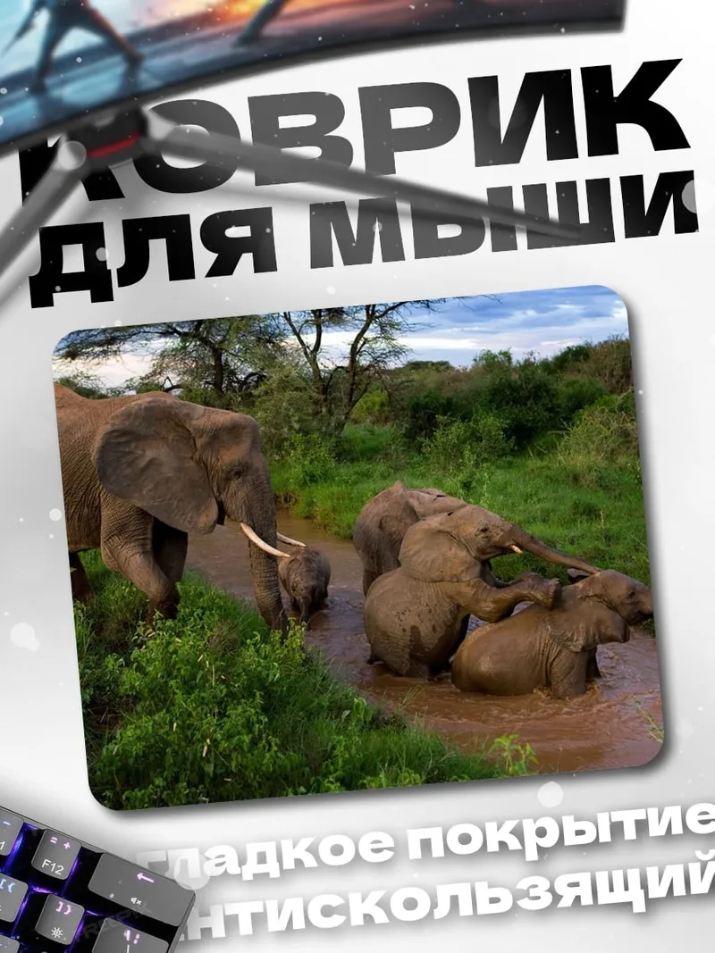Коврик Слоны в реке