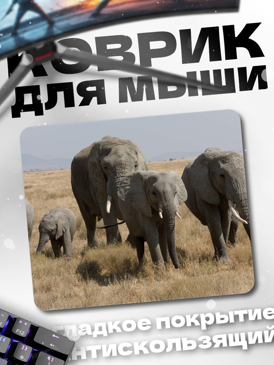 Коврик Семья слонов