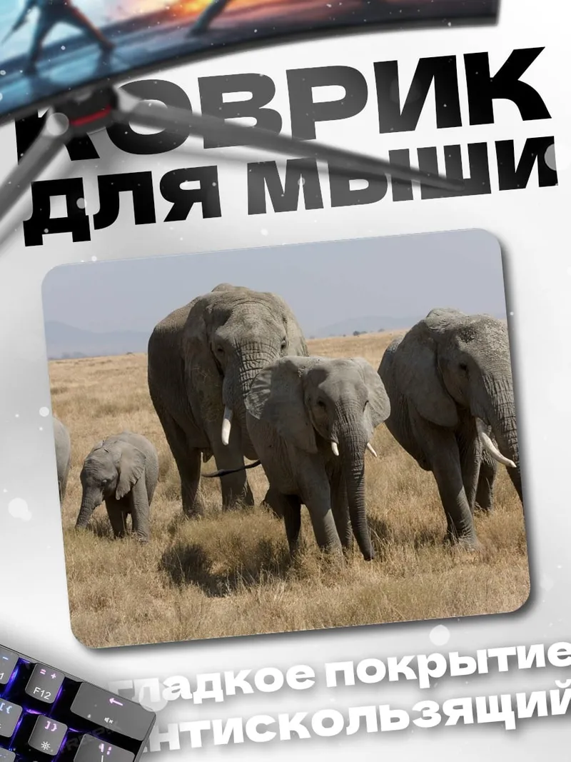 Коврик Семья слонов