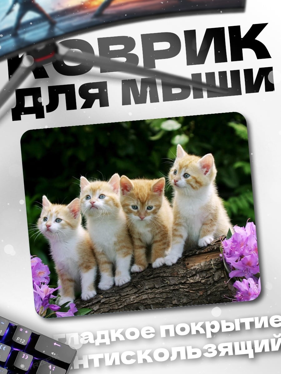 Коврик Котята на бревне