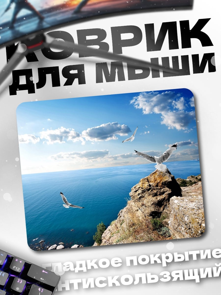 Коврик чайки над морем
