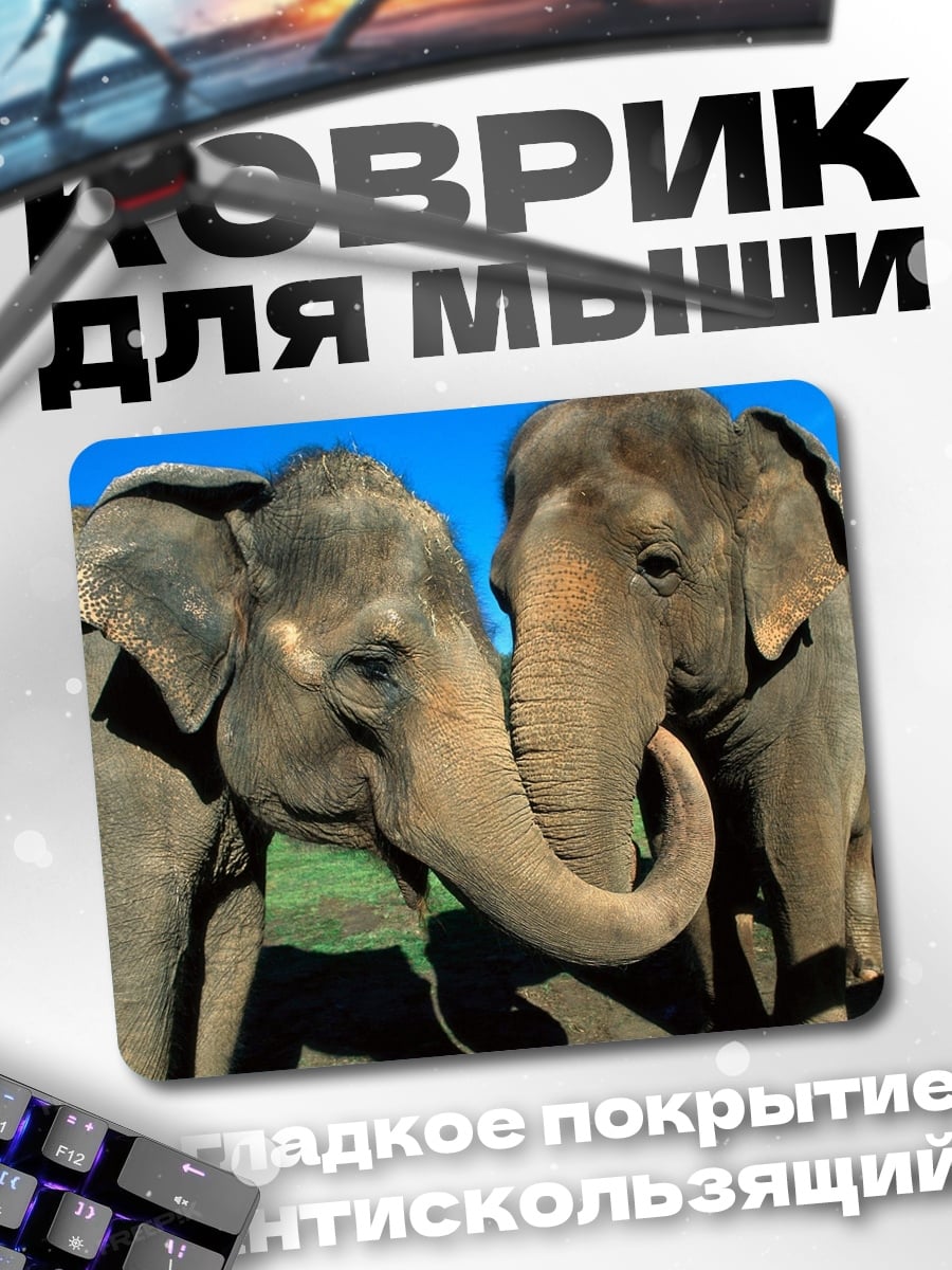 Коврик Два слона вместе
