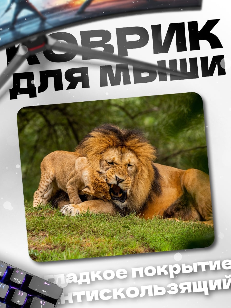 Коврик лев с львёнком