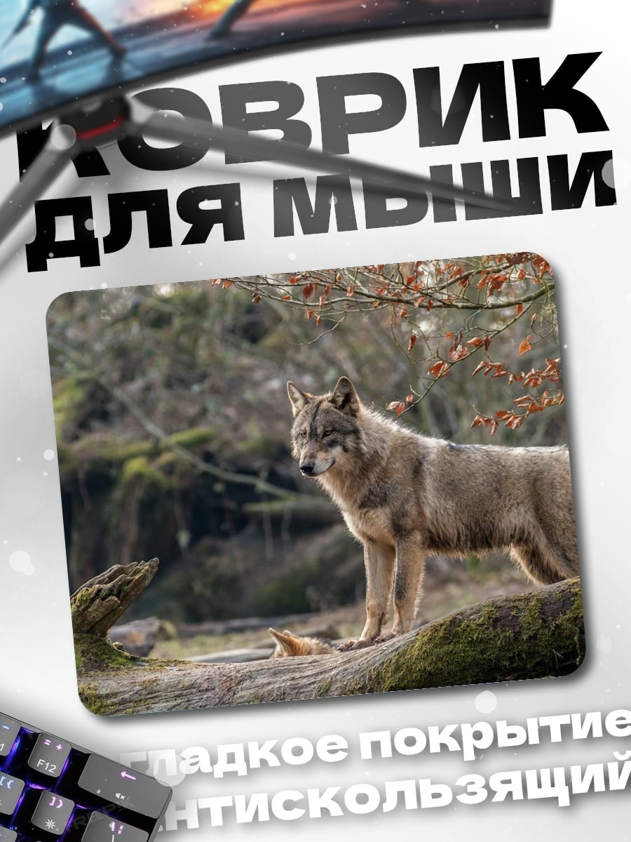 Коврик Волк в лесу