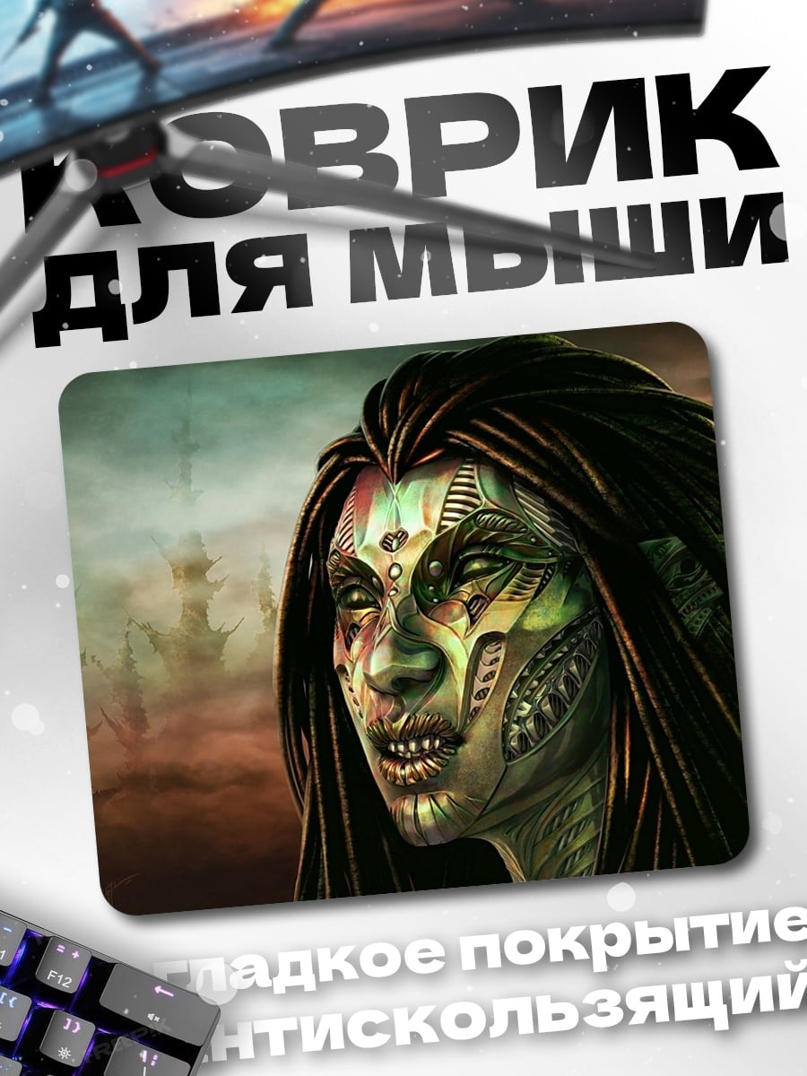 Коврик Киберпанк девушка пират