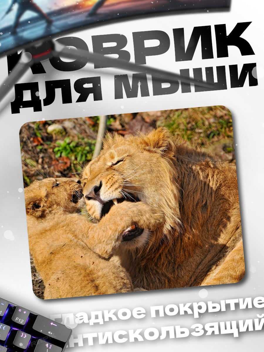 Коврик Львы играют