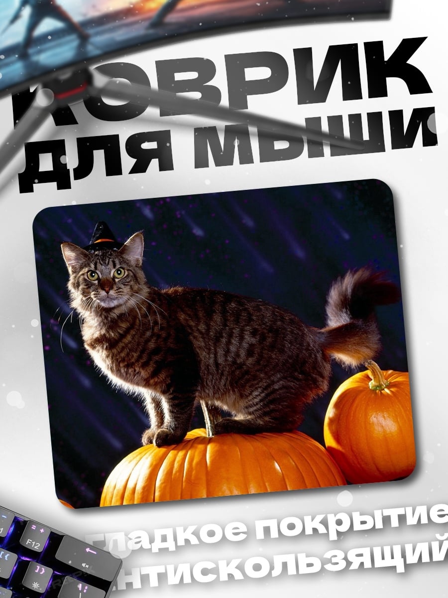 Коврик Кошка на тыкве