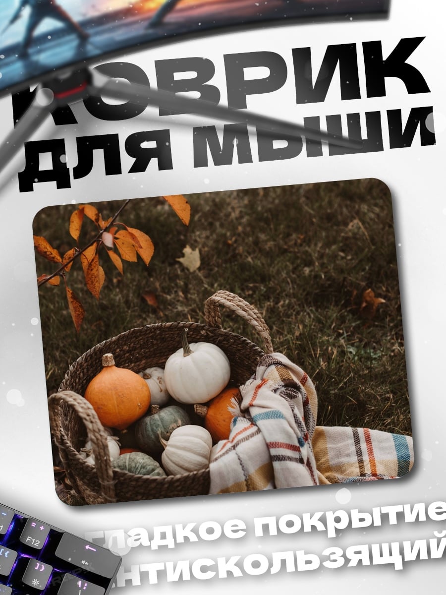 Коврик корзина с тыквами