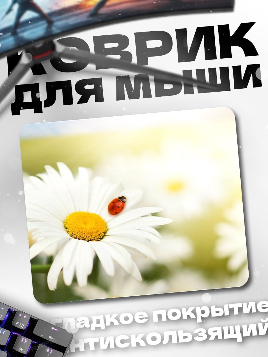 Коврик божья коровка на цветке