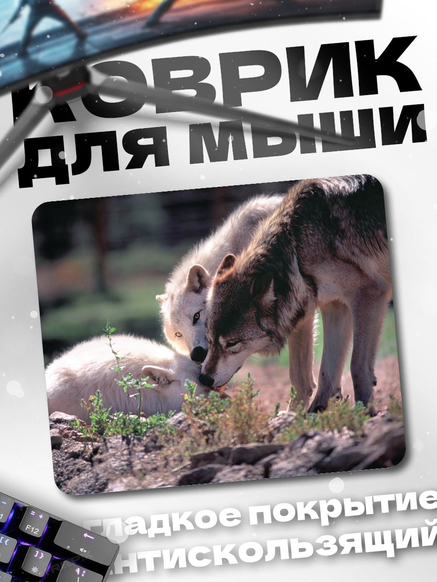 Коврик Два волка у ручья