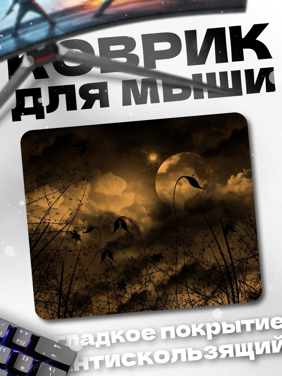 Коврик Ночной пейзаж луна