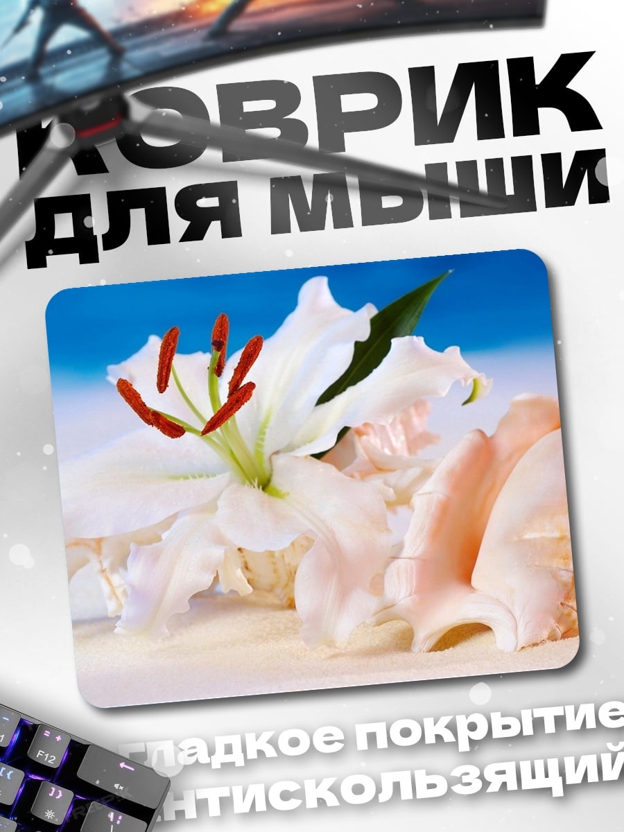 Коврик лилия и ракушка