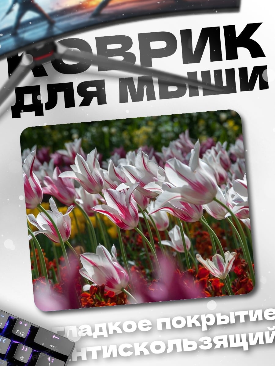 Коврик Поле тюльпанов весной