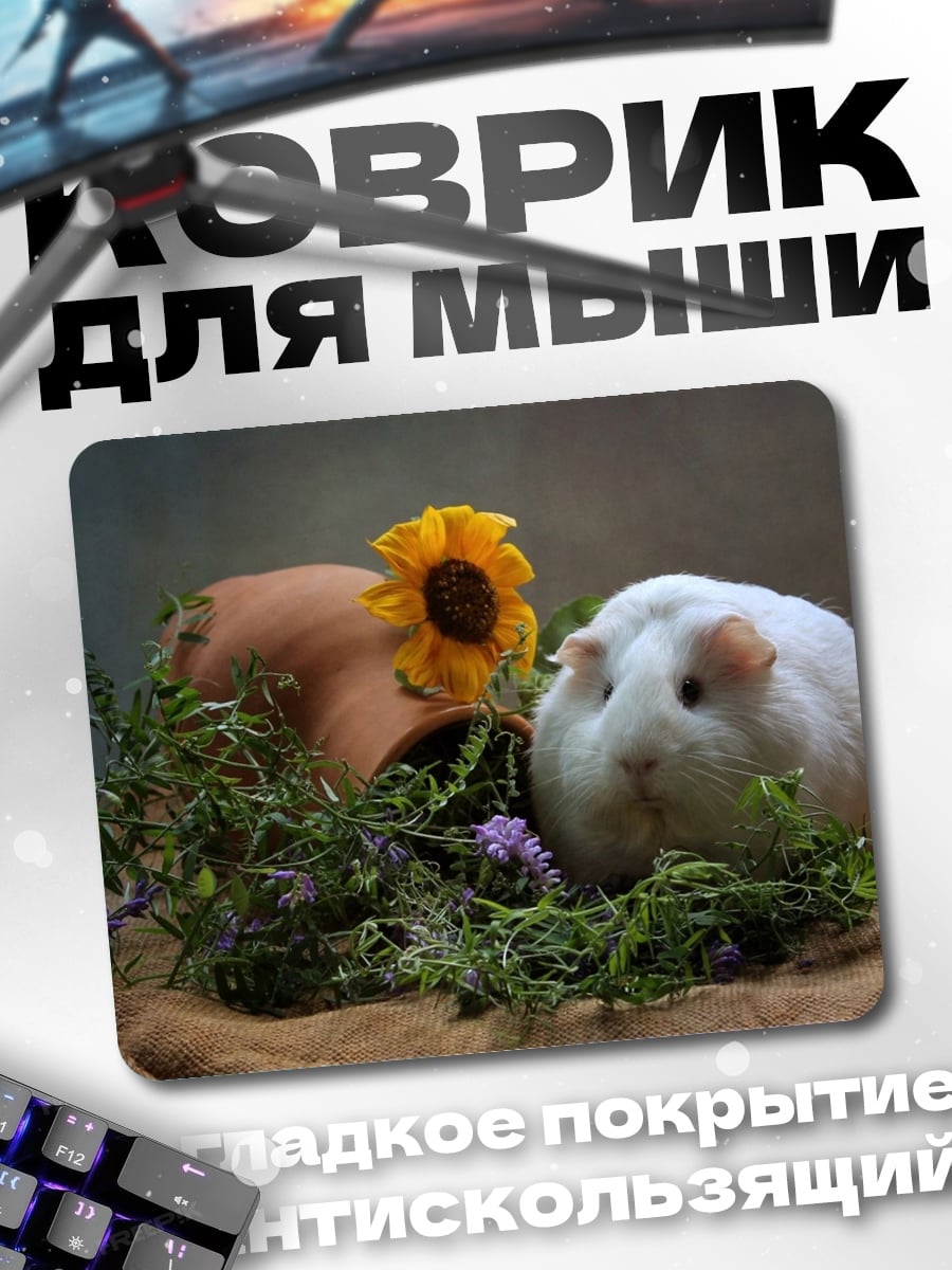 Коврик Морская свинка и цветок