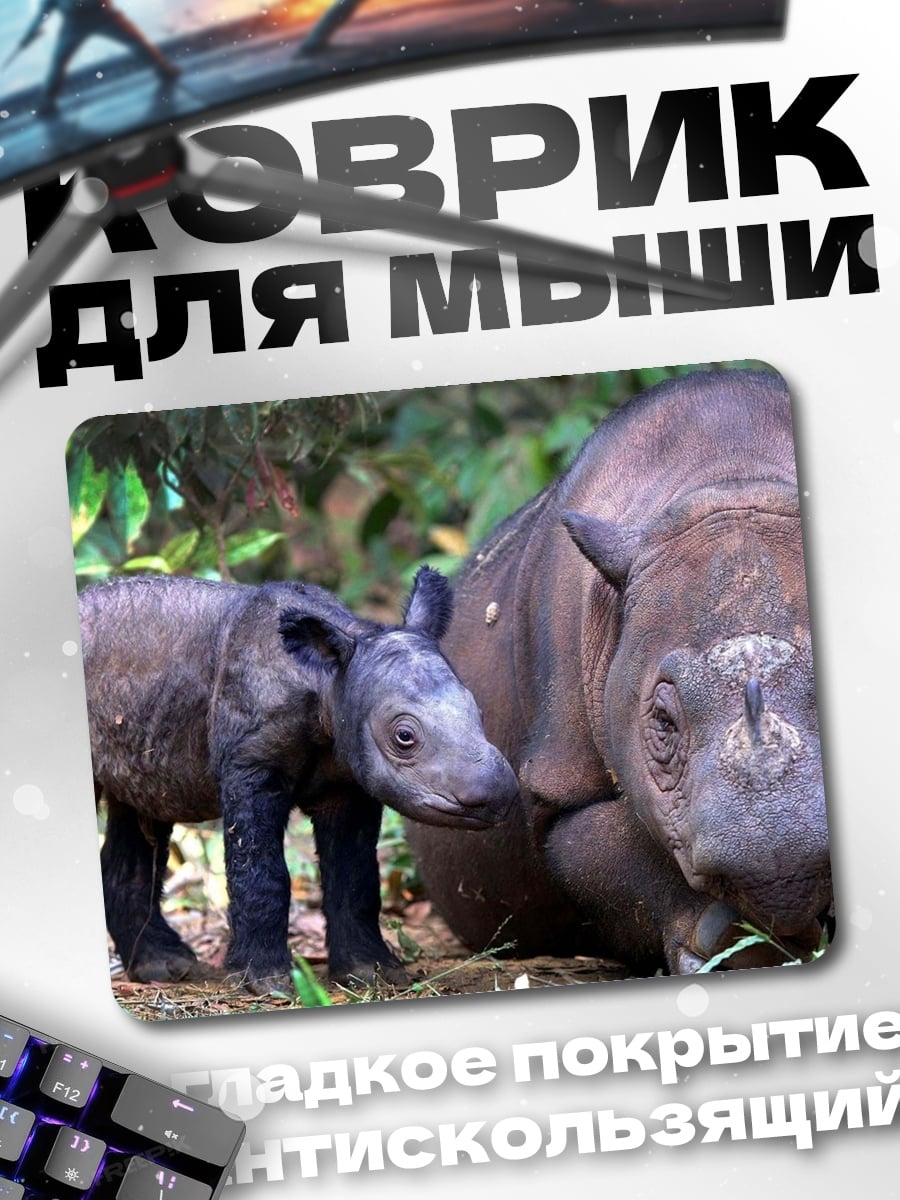 Коврик Носорог с детенышем