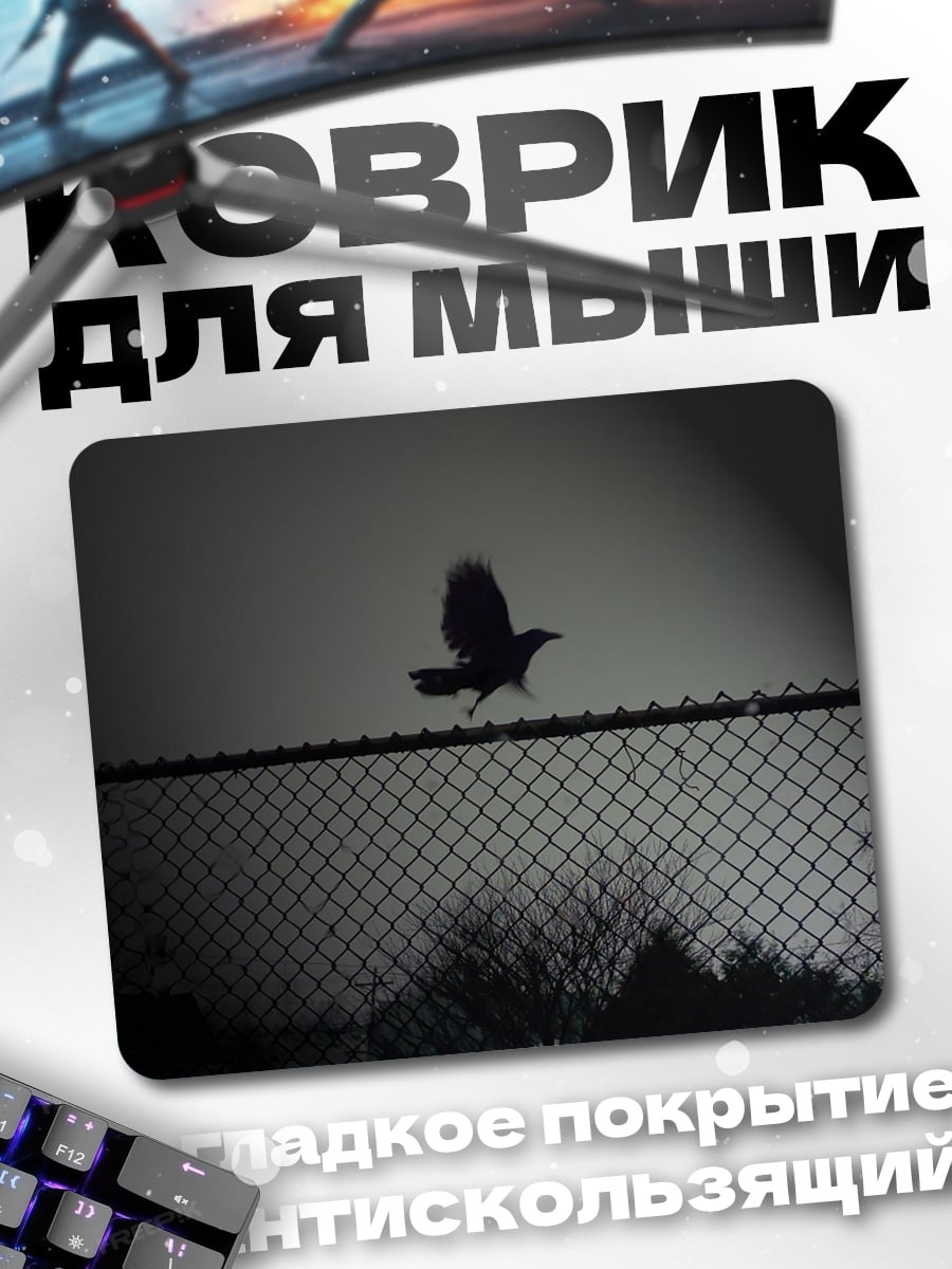 Коврик Ворон над забором