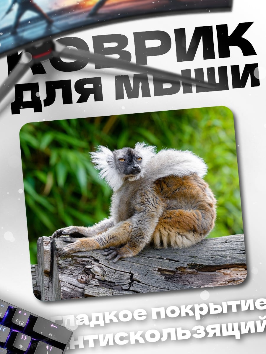 Коврик Лемур на бревне