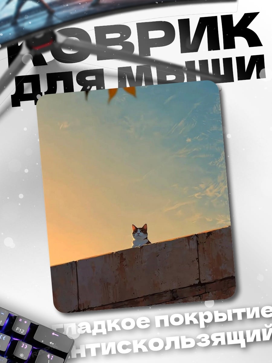 Коврик Кот на стене