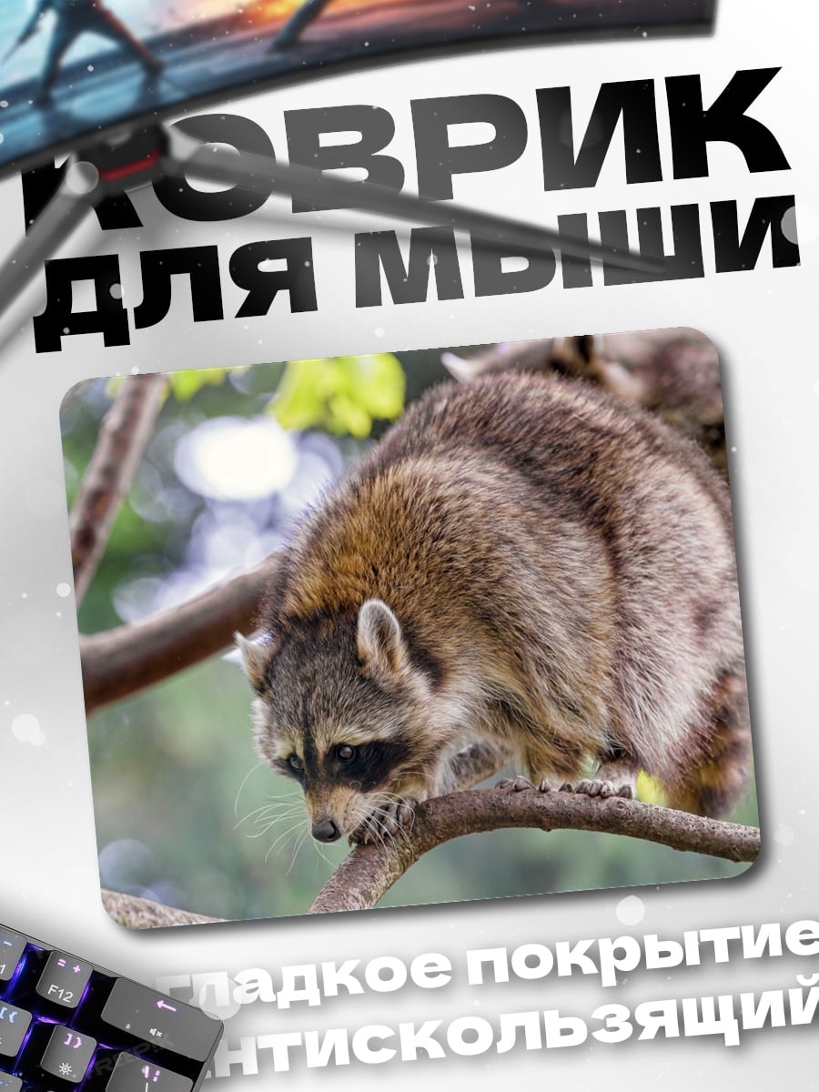 Коврик Енот на ветке дерева