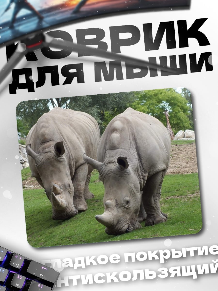 Коврик два носорога