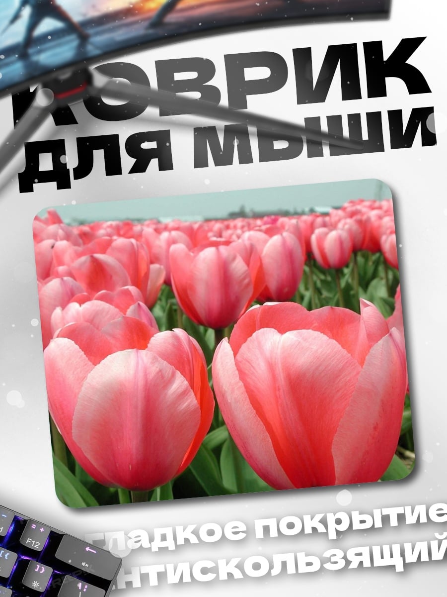 Коврик Поле розовых тюльпанов