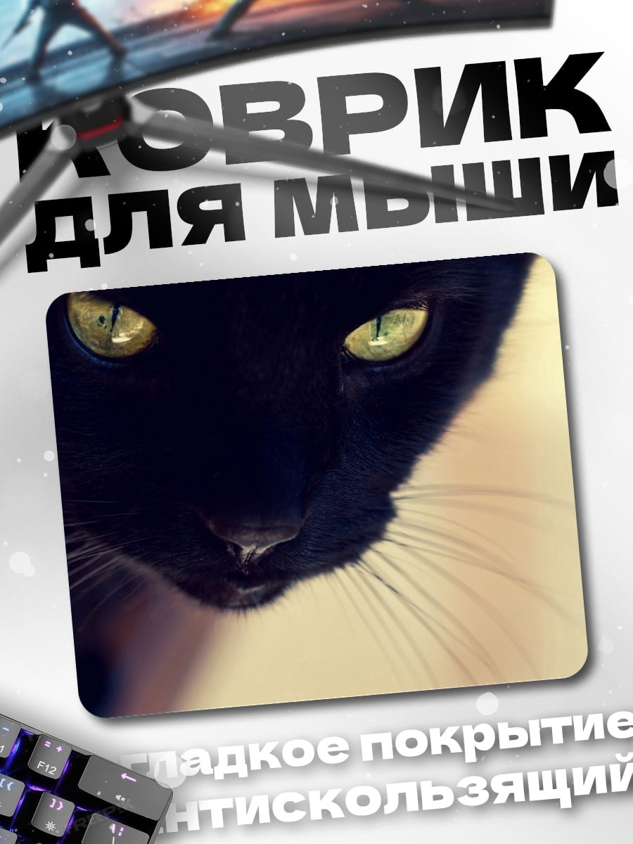 Коврик черный кот