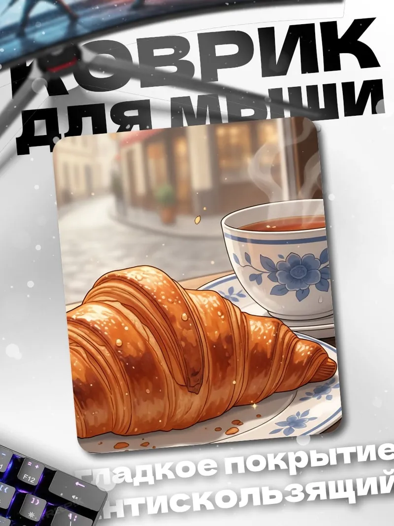 Коврик Круассан и чай