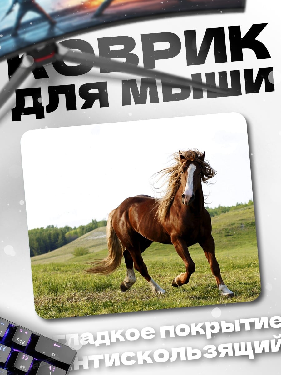 Коврик Рыжий конь поле